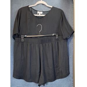 Socialite Womens Black L/XXL Tulip Back Top Sleep Wear Casual Comfy Set